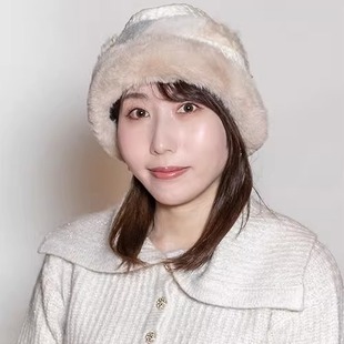 CA4LA 皮草拼接 CAM11013 高贵奢华 保暖中折无边礼帽 QOO3 58cm