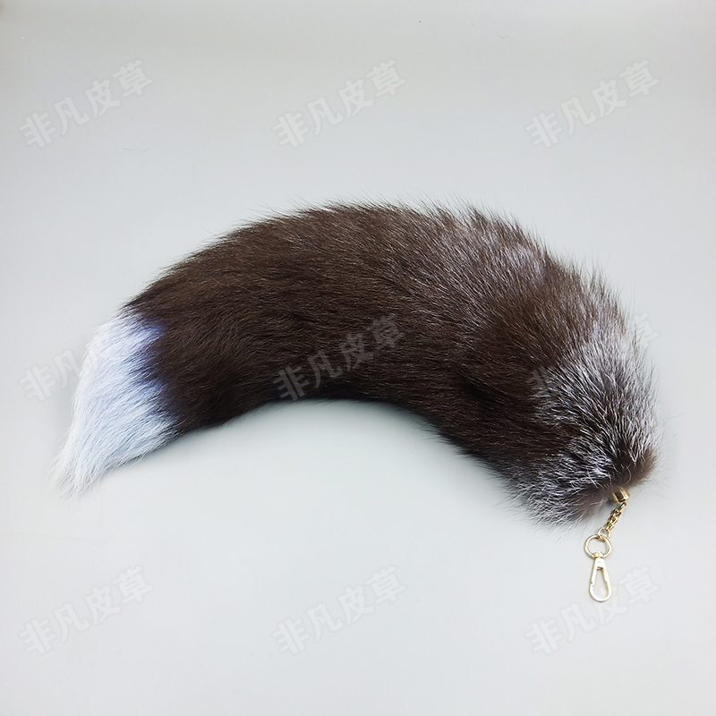 狐狸尾挂件雪狐白狐尾巴挂饰女真皮包包配件汽车钥匙扣坠服饰道具