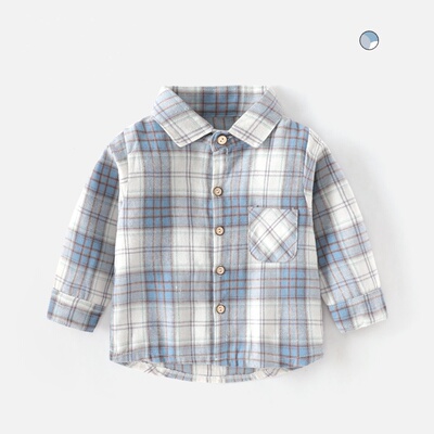2025男童格子衬衫春秋薄款外套帅
