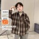 加厚儿童中大童衬衣洋气外套 加绒格子衬衫 男童秋冬装 上衣帅气童装