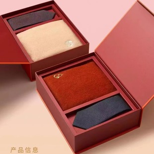 万事利2025秋冬新品羊毛围巾+领带礼盒男女情侣秋冬 福禄欢喜礼盒