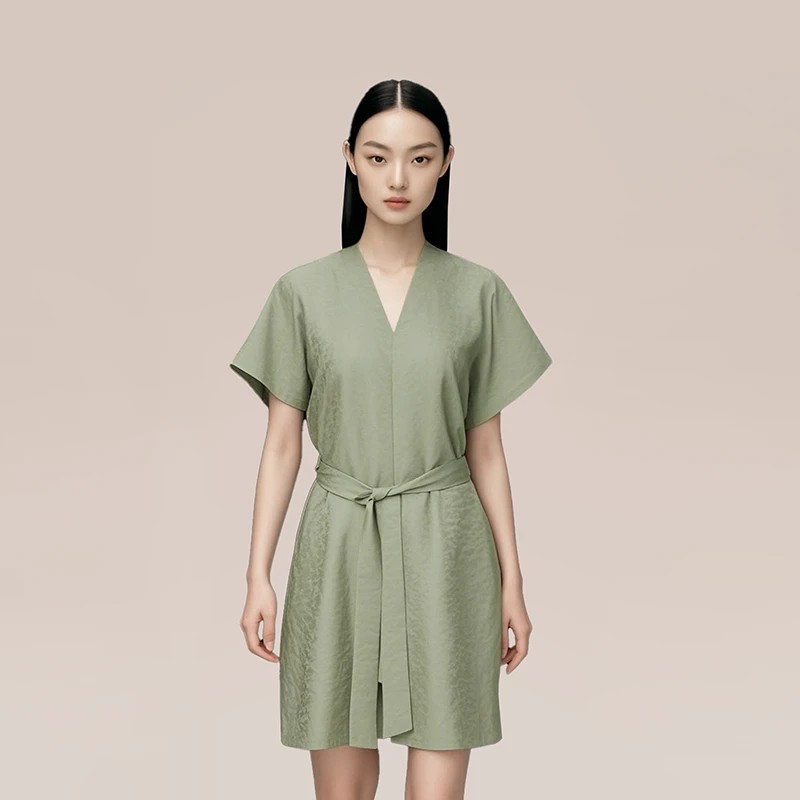 万事利2025春夏实体店专柜新品 家居服连衣裙可外传 19姆米竹影