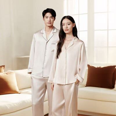 万事利2025秋冬专柜新品桑蚕丝真丝19姆米可机洗家居服睡衣 简逸