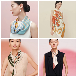 万事利2025实体店新款双面同色印花丝巾中方巾好运连连礼盒装送礼