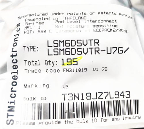 LSM6DSVTR  加速计，陀螺仪，温度，6 轴 传感器