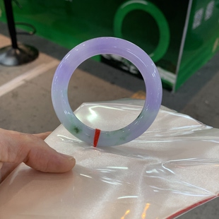 紫罗兰翡翠手镯满紫飘绿花玉镯浓紫缅甸翡翠玉石镯子定情镯礼品