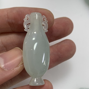 天然翡翠A货小花瓶冰种办公桌轻奢小摆件玉壶玉挂坠吊坠车挂