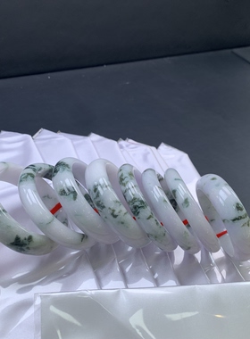 微瑕 59-60大圈口宽版飘花翡翠手镯飘翠玉镯天然缅甸翡翠a货