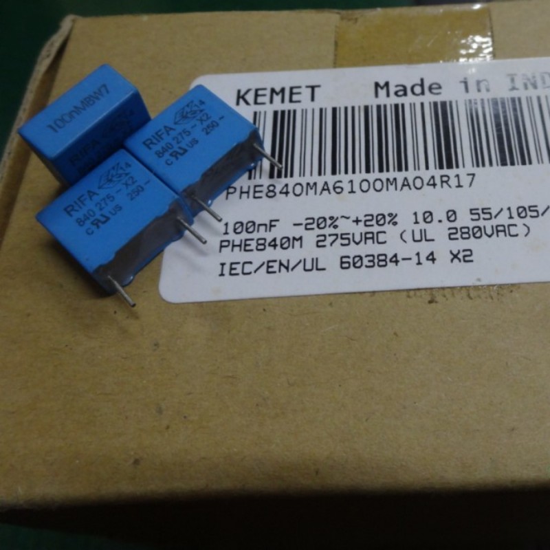 PHE840MA6100MA04R17 X2安规电容275v 0.1uF 100NF P10 RIFA KEME