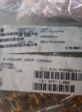 SR217C223MAA 多层陶瓷电容器  500v0.022uF 20%原装AVX 独石电容
