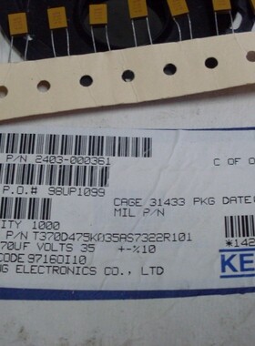 T370D475K035AS7322R101  直插 钽质电容器35V4.7uF 10% Kemet