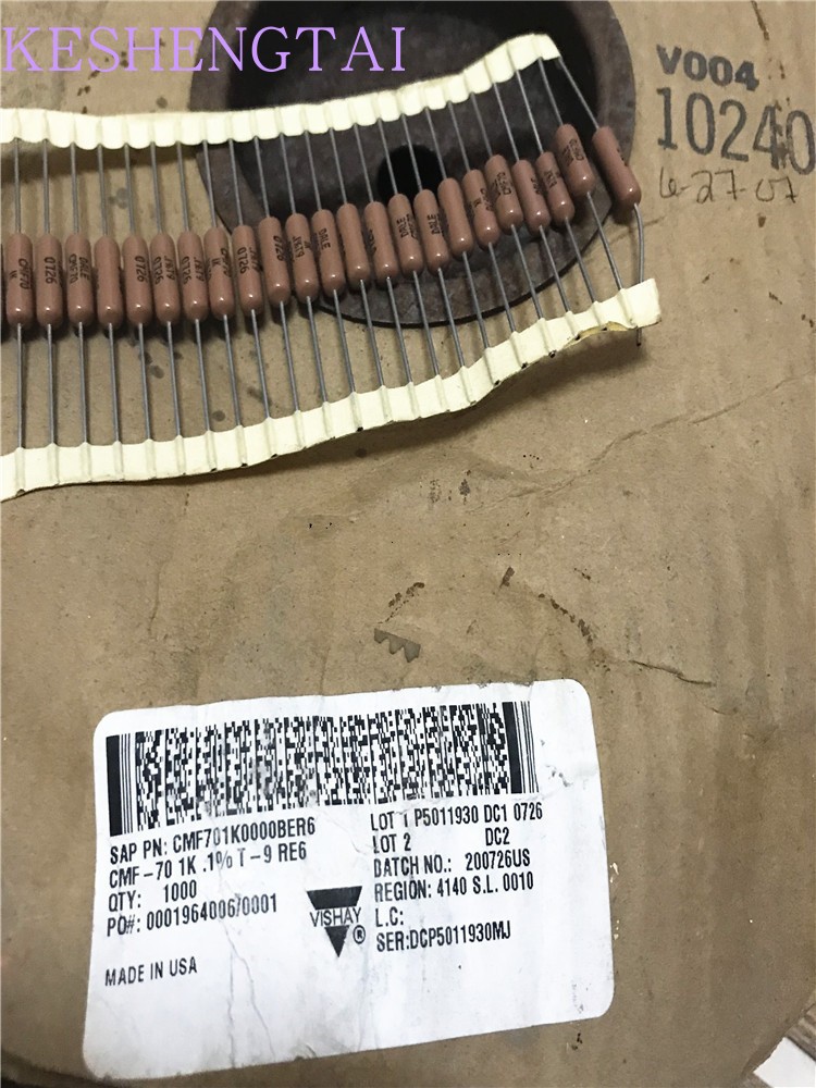 CMF701K0000BER6 金属膜电阻器1.75W 1K 1000R 0.1% Vishay Dale