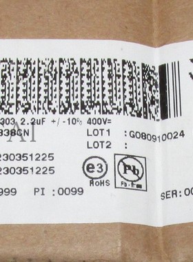 BFC230351225   薄膜电容器 10% 400v 2.2uF  MKT303 BC/Vishay