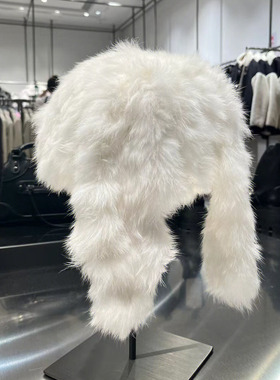 YT&UR白色可爱毛绒绒兔耳朵保暖软糯百搭针织帽子女AW42TA4N2017