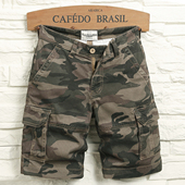 子男中裤 厚款 潮流 男潮牌宽松五分裤 休闲裤 耐磨迷彩军绿工装 短裤