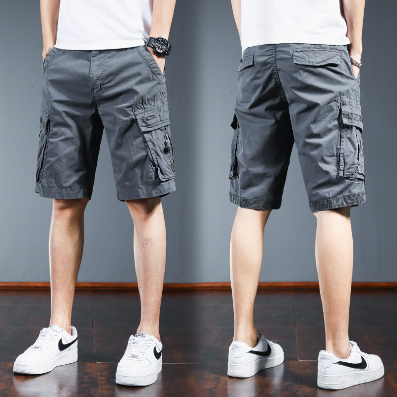 美式重磅工装五分裤男士宽松直筒大码中裤夏季薄款复古休闲短裤男