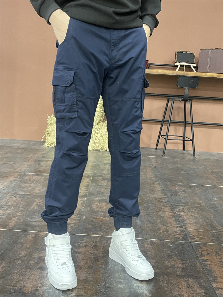 春秋休闲裤男款修身工装裤青年潮牌时尚长裤子2026年百搭多袋束脚