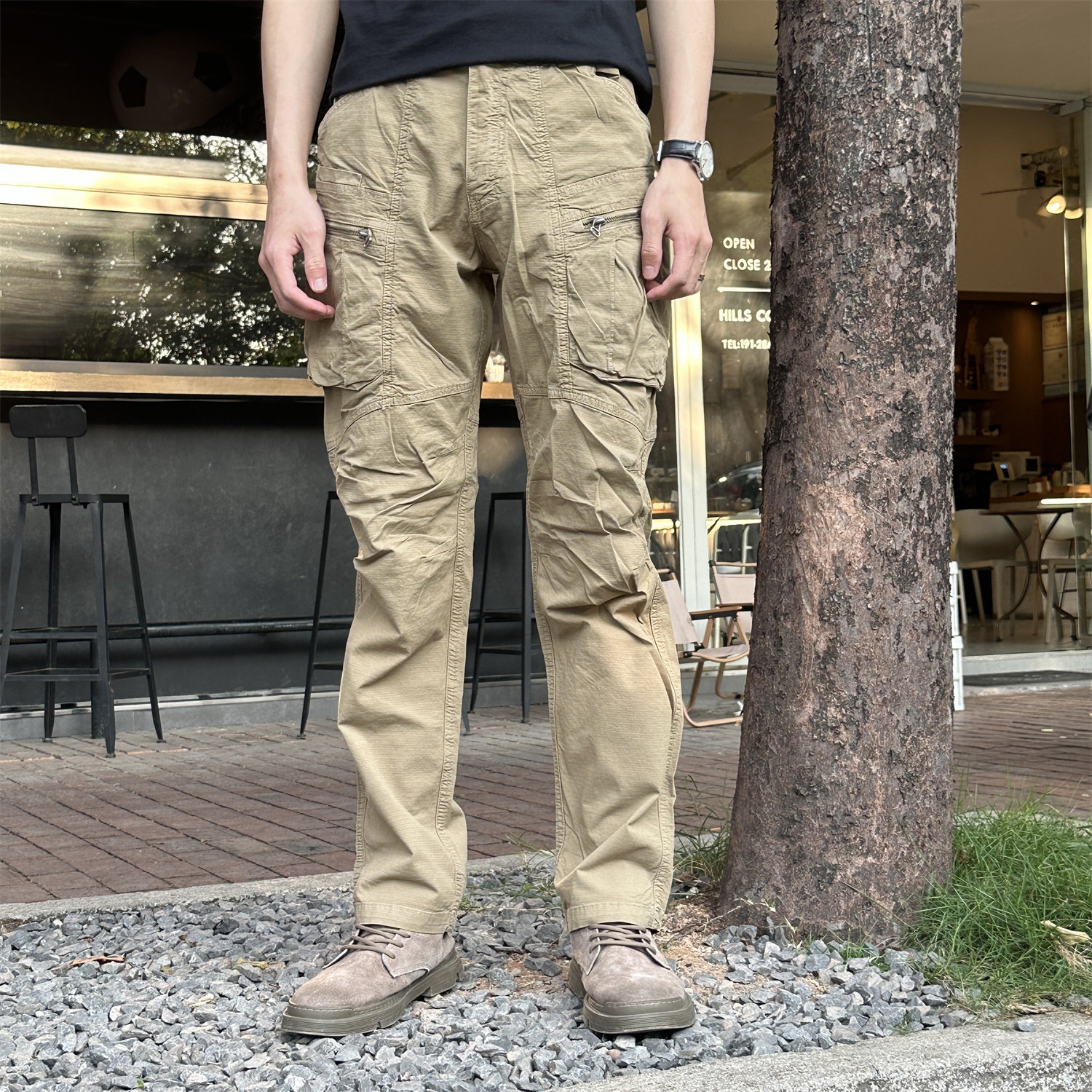 款耐磨2025年工装休闲裤男美式户外拉链多口袋宽松直筒百搭长裤子,男装,休闲裤,淘宝优惠券,粉丝福利购,淘宝优惠卷