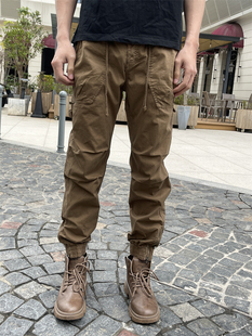 秋冬工装裤男款时尚修身束脚户外棕色长裤子休闲运动裤潮牌2025年