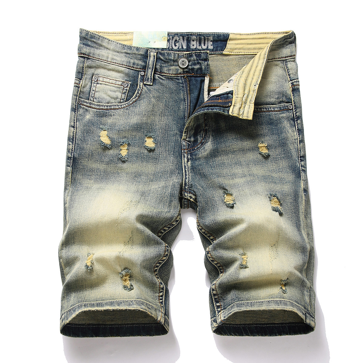 2026年夏季薄款牛仔短裤男修身青年帅气五分裤弹力中裤休闲马裤