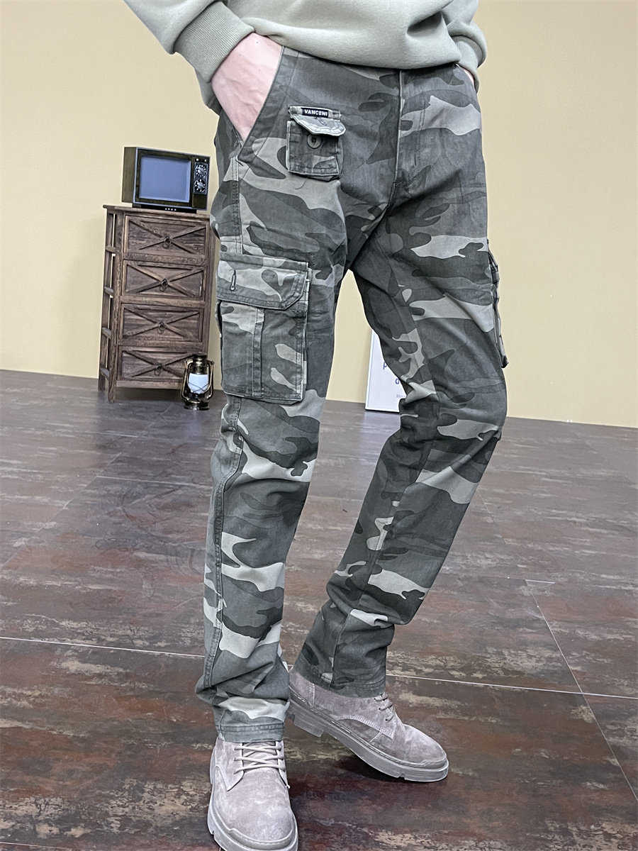 春秋休闲裤男款修身工装裤青年潮牌时尚长裤子2026年百搭迷彩小脚