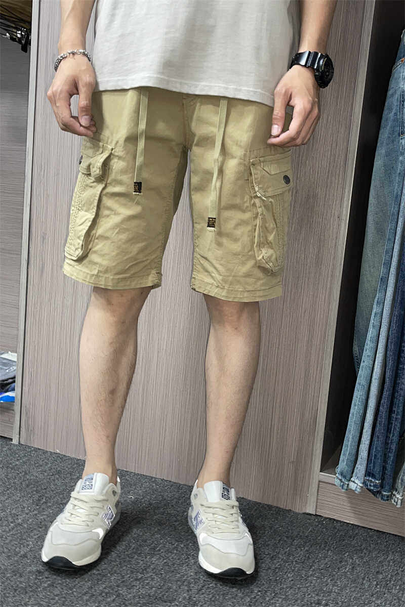 夏季直筒弹力工装中裤裤衩多口袋