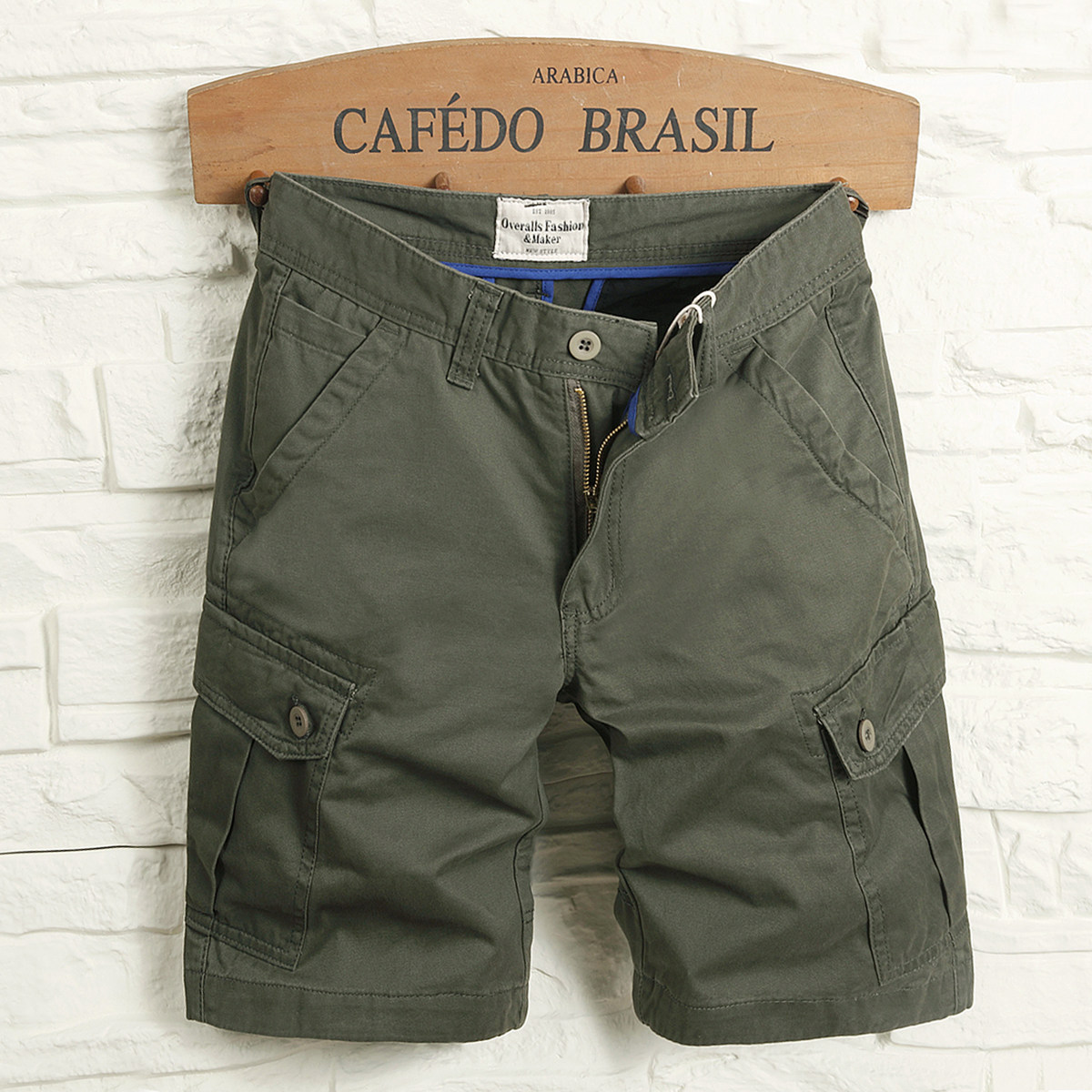 厚款耐磨夏季纯棉五分中裤子军绿色多口袋工装短裤士宽松休闲短裤