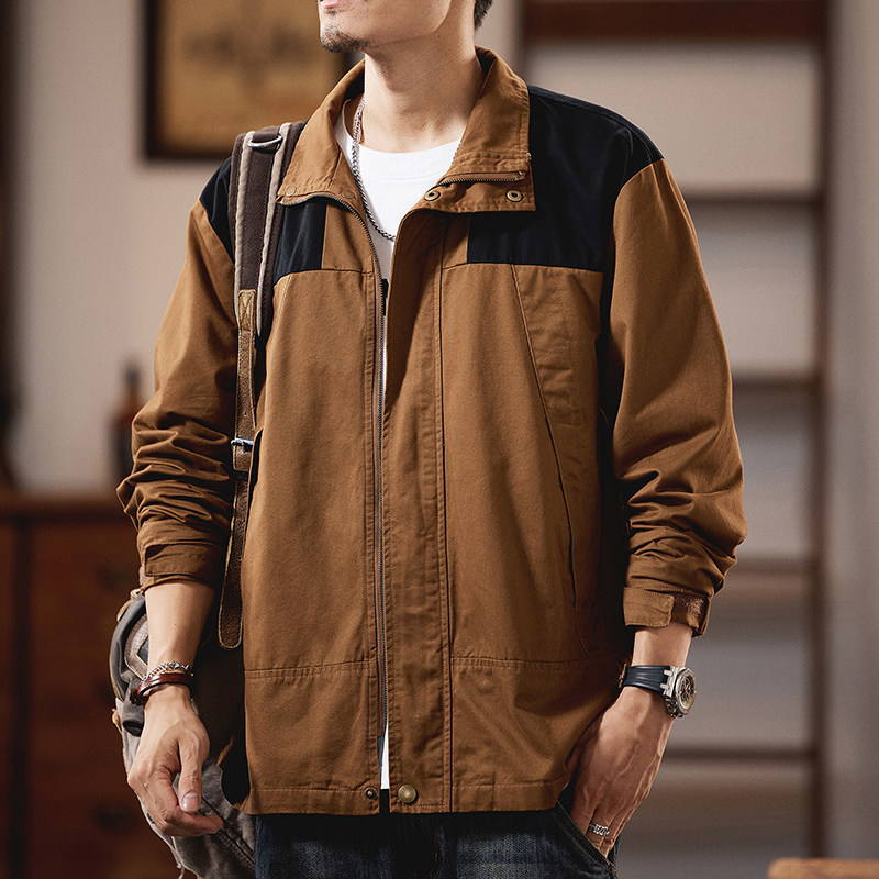 美式复古夹克男士工装外套秋冬时尚帅气上衣潮流男款