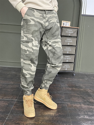 春夏休闲裤男直筒束脚工装长裤子