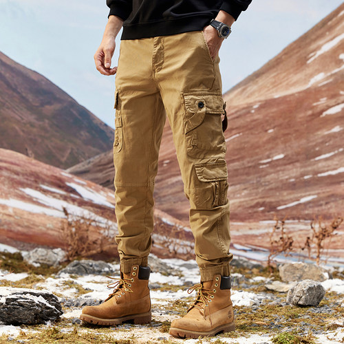 春秋季新款水洗美式复古百搭弹力工装裤男潮牌束脚宽松休闲哈伦裤