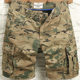 宽松直筒多口袋高街复古工装 厚款 迷彩牛仔短裤 男美式 耐磨夏季 薄款