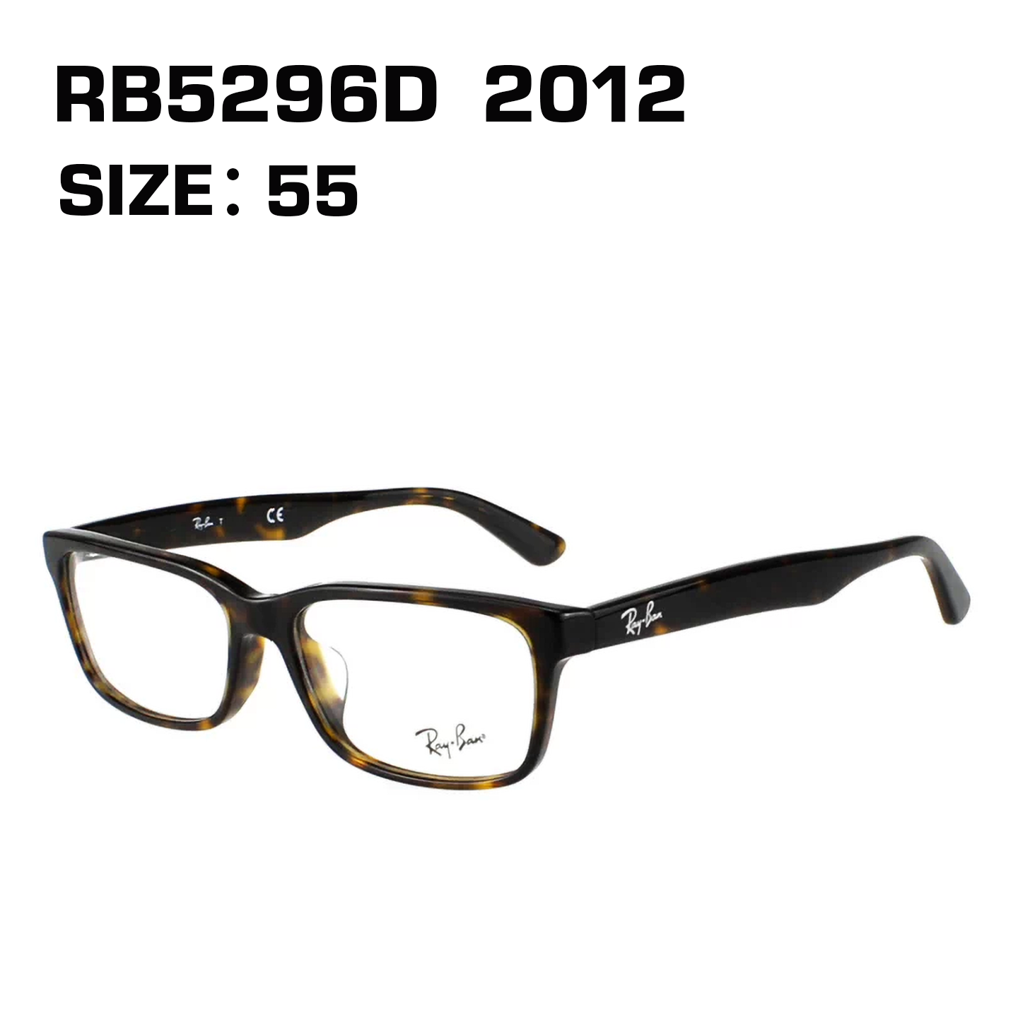 热卖RB5296D板材眼镜框男平光全框大脸近视带鼻托女韩版潮显瘦 黑