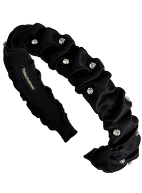 杨杨babytime 闪钻黑色褶皱花边发箍高颅顶法式网红复古洗脸头饰