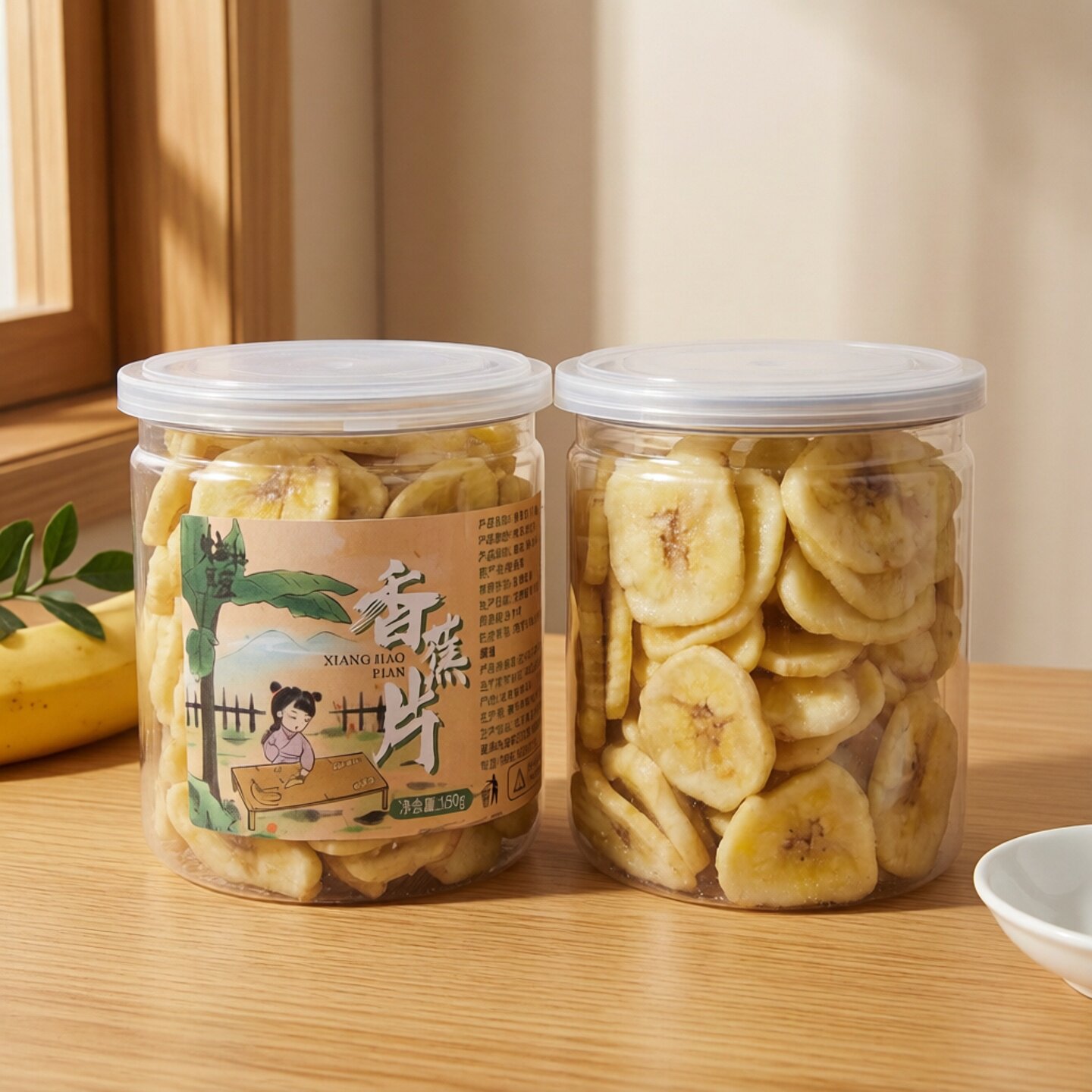 壮壮豆豆罐装菲律宾片香蕉片干脆皮零食非油炸500g水果干烤芭蕉干