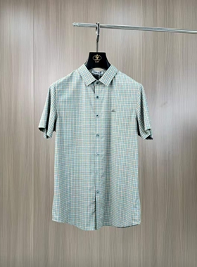 BUNERYNOBLE潮牌短袖衬衫2026夏季新品刺绣格子修身时尚休闲3585