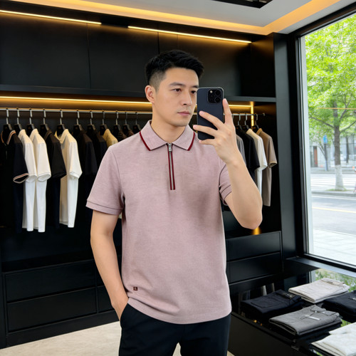 2026夏季新品针织珠地半拉链短袖Polo衫欧货高端简约时尚休闲百搭