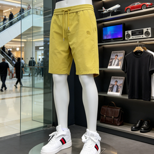 2026夏季新品五分裤欧货高端纯色松紧腰战马刺绣修身时尚休闲短裤