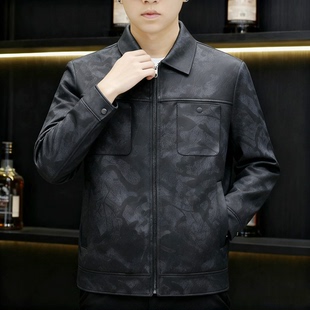 2025冬季新品翻领生态皮夹克羽绒服欧货高端修身时尚休闲90白鸭绒