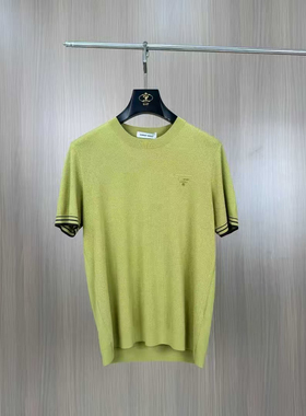 BUNERYNOBLE潮牌伊力特冰丝短袖T恤2026夏季新品欧货撞色条纹冲孔