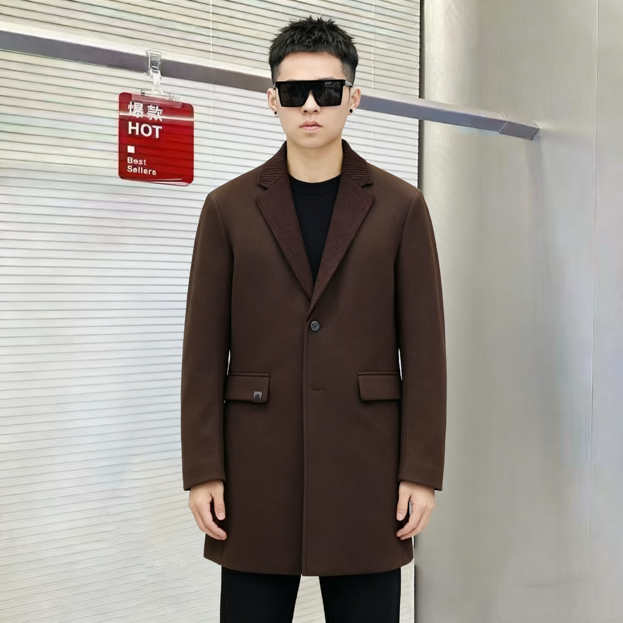 2025冬季新品中长款羽绒服男欧货高端西装领修身时尚休闲90白鹅绒