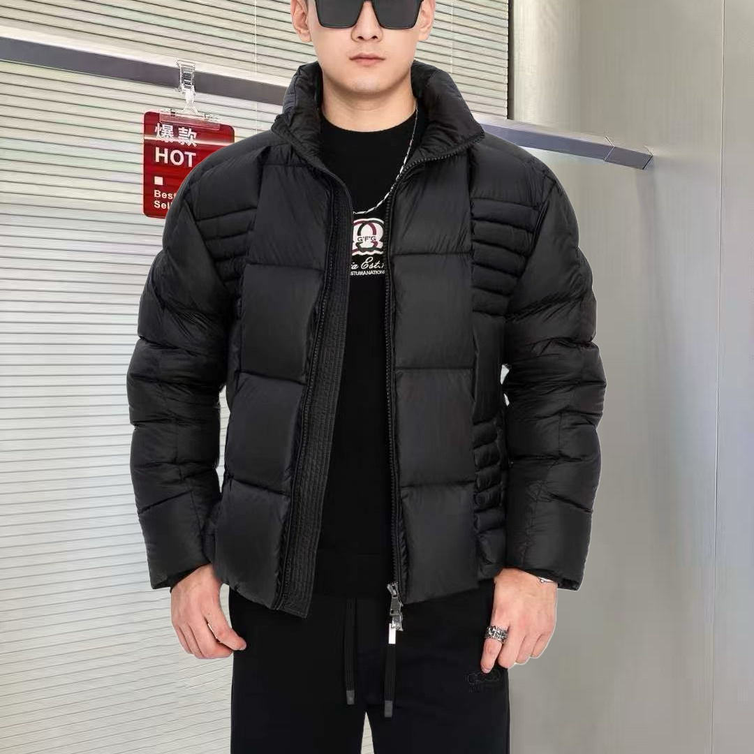 2025冬季新品立领加厚羽绒服男欧货高端修身时尚休闲面包服J25736