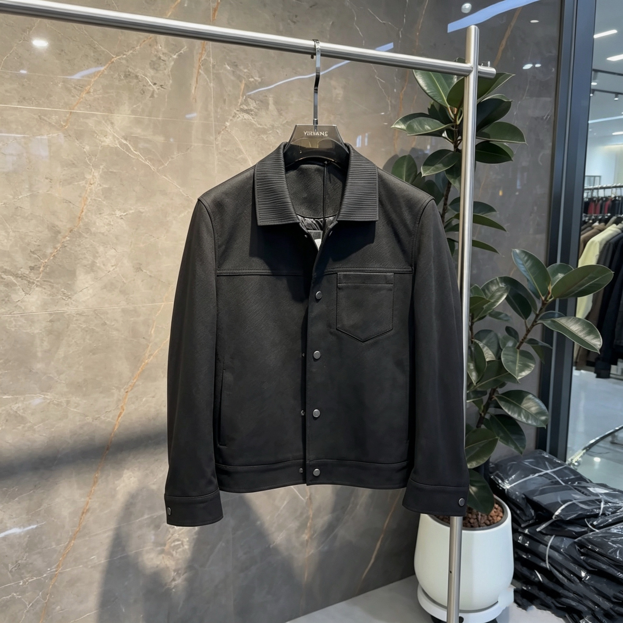 YUJING屿镜潮牌翻领羽绒服夹克2026冬季新品修身时尚休闲90白鸭绒