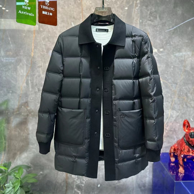 2025冬季新品翻领中长款羽绒服外套欧货高端修身时尚休闲90白鸭绒