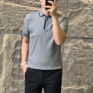 时尚 2026夏季 休闲百搭6298 欧货高端撞色修身 Polo衫 新品 半拉链短袖