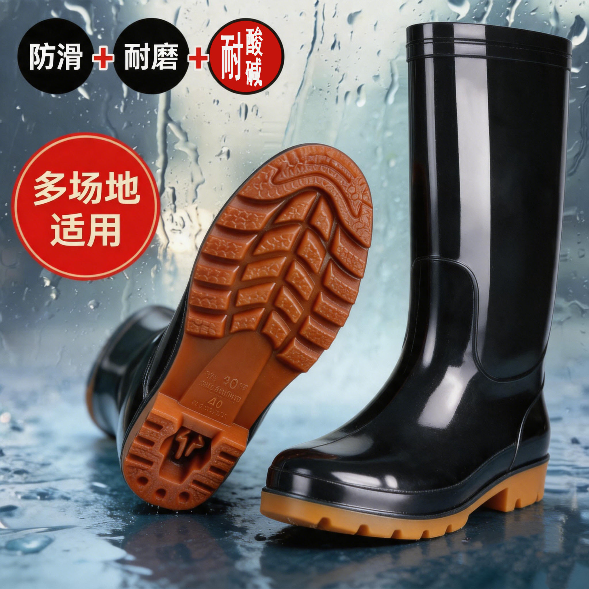 防酸防滑厚实雨鞋金昇贸加厚鞋底图片