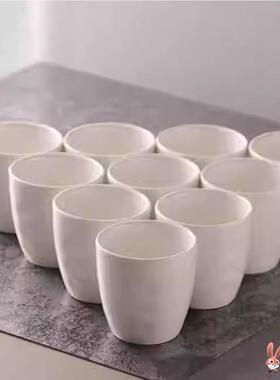 10个装陶瓷加厚耐高温茶杯纯白色杯子早茶楼杯餐厅饭店小酒杯酒店