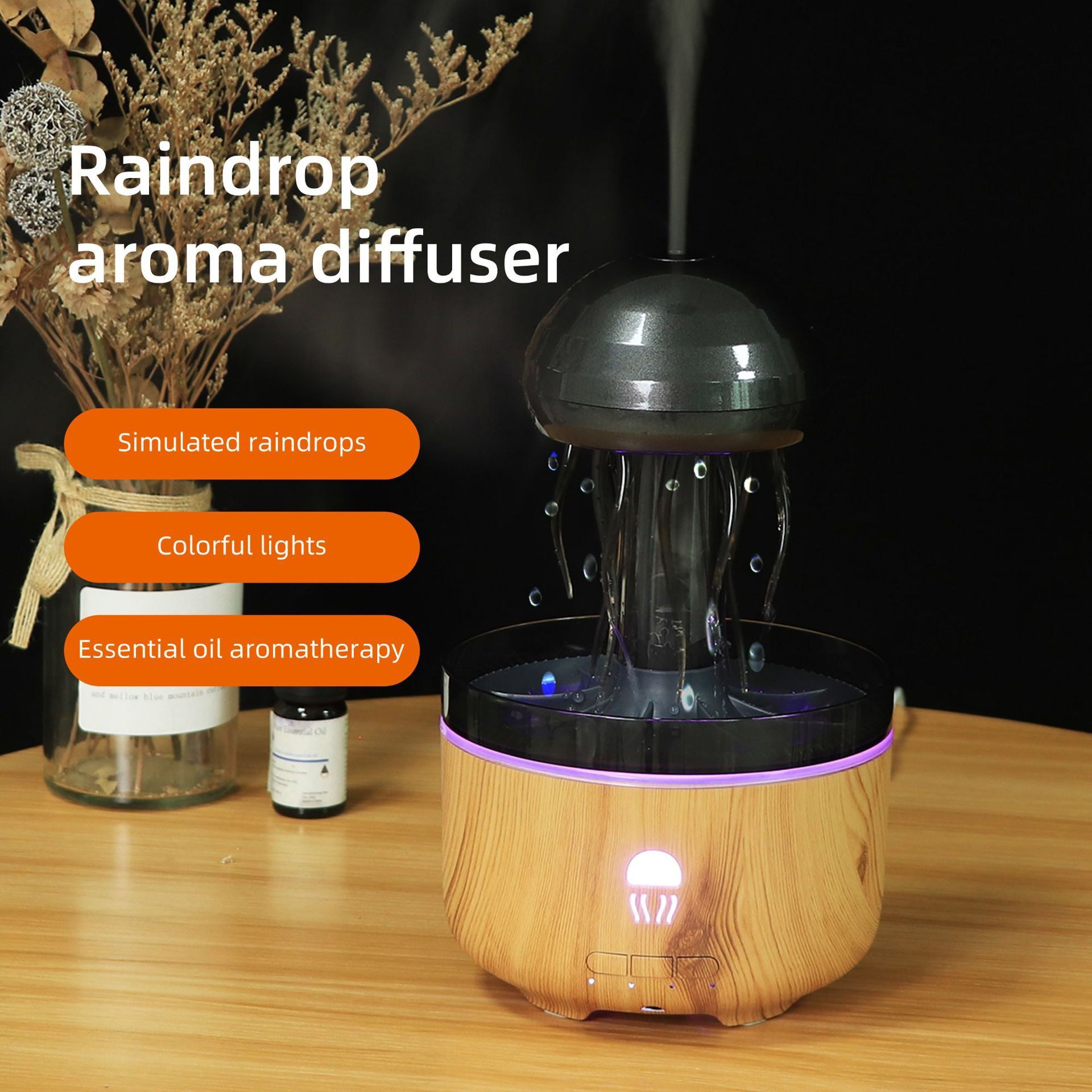 New Creative Jellyfish Rain Humidifier Colorful Light加湿器