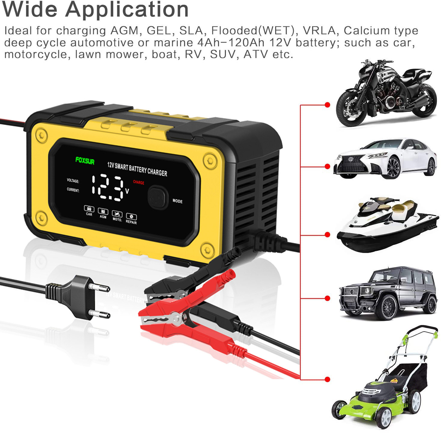 English 12V motorcycle car battery charger摩托车电瓶充电器