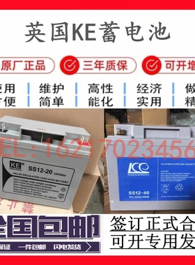英国KE蓄电池SS12-20/12V20a24a26a40a65a100a150a200ah直流屏UPS