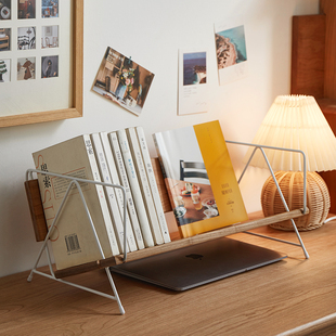 原创北欧实木桌面小书架简约书籍置物架书本收纳架办公桌上整理架